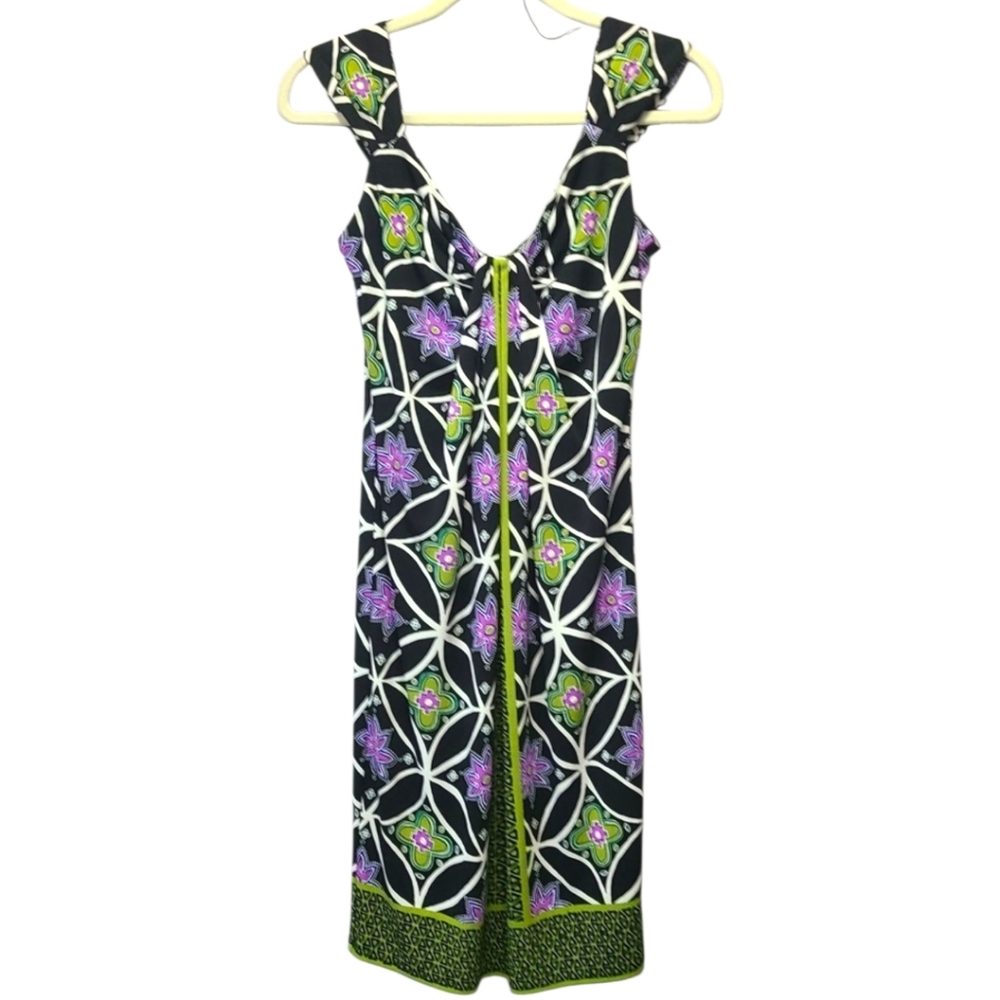 London Times Purple Black Sweetheart Sundress